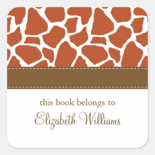 Orange Giraffe Pattern Square Sticker