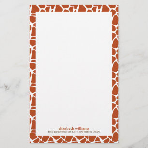 Orange Giraffe Pattern Stationery