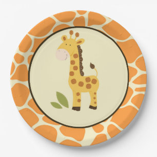 Orange Giraffe Plate / Jungle Partyware