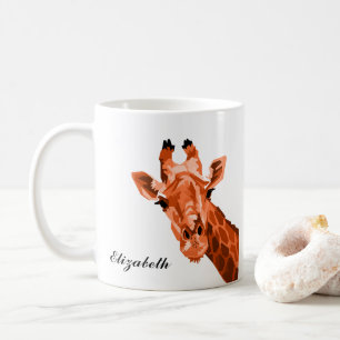 Orange Giraffe Pop Art Personalised Coffee Mug