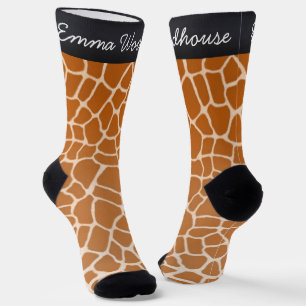 Orange Giraffe Print Amusing Personalised Animal Socks