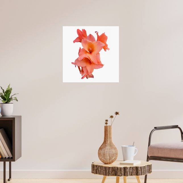 Orange Gladiolus Floral  Poster (Living Room 3)
