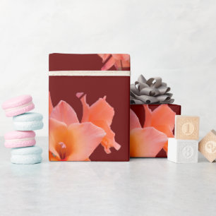 Orange Gladiolus Floral Wrapping Paper
