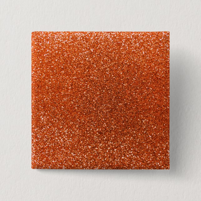 Orange glitter 15 cm square badge (Front)