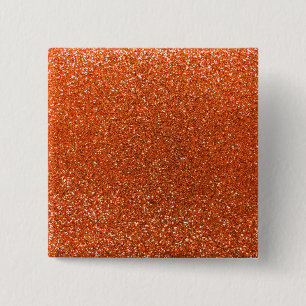Orange glitter 15 cm square badge