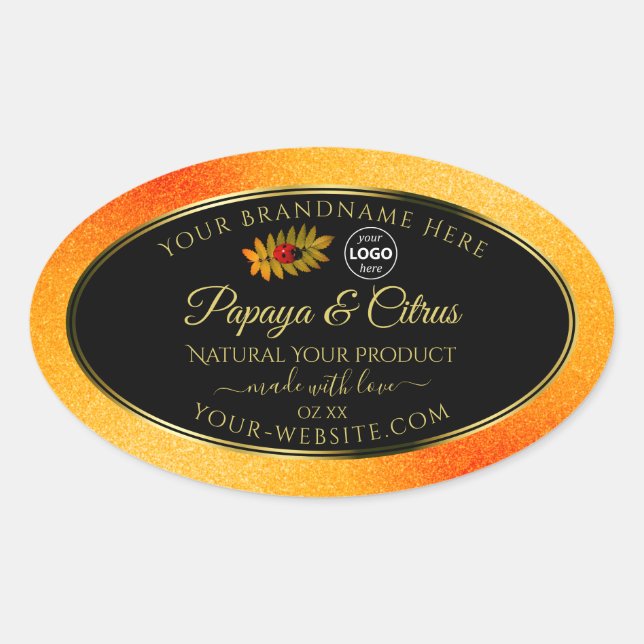 Orange Glitter Black Product Labels Ladybug Logo (Front)