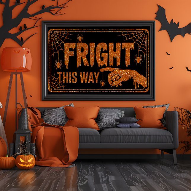 Orange Glitter Fright This Way Spider Poster (Creator Uploaded)