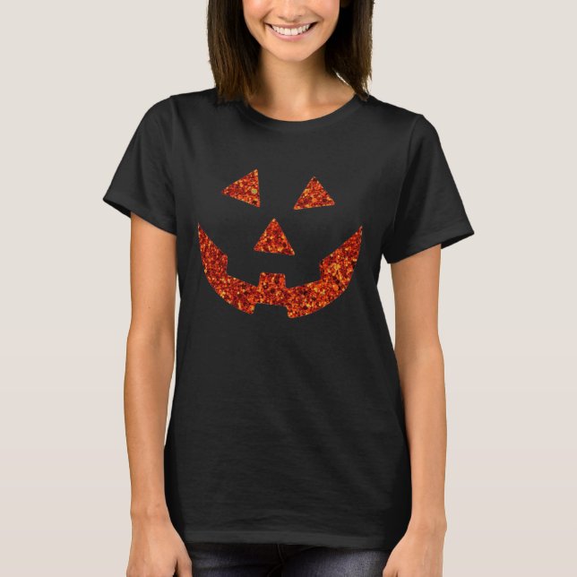 "Orange glitter Jack O’ Lantern Pumpkin" T-Shirt (Front)