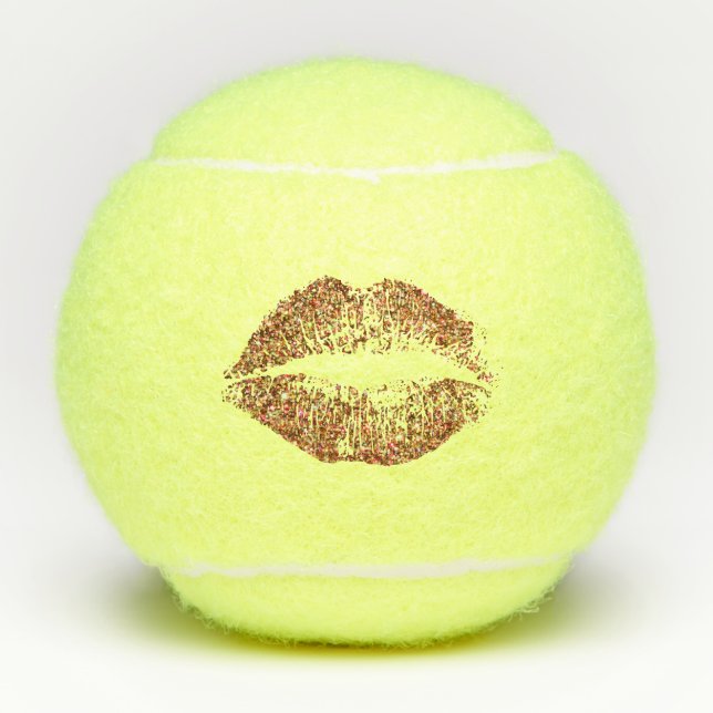 Orange Glitter Lips Tennis Balls (Front)