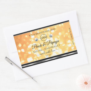 Orange Glitter Product Label Sparkle Diamonds Logo