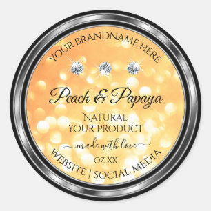 Orange Glitter Product Labels Sparkling Diamonds