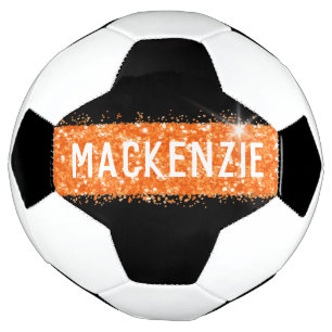 Orange Glitter Sparkly Name Personalized Football