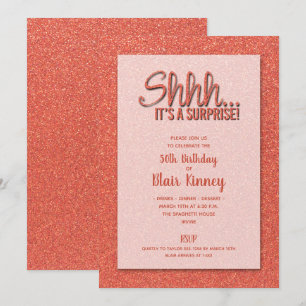 Orange Glitter SURPRISE Birthday Invitation
