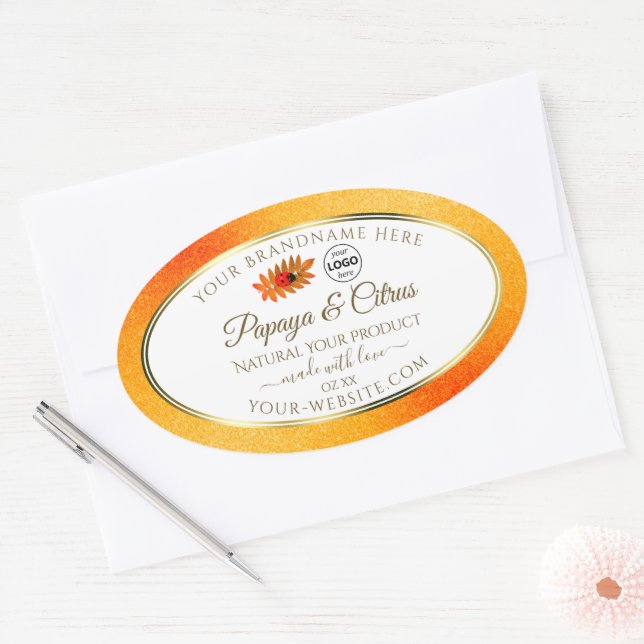 Orange Glitter White Product Labels Ladybug Logo (Envelope)