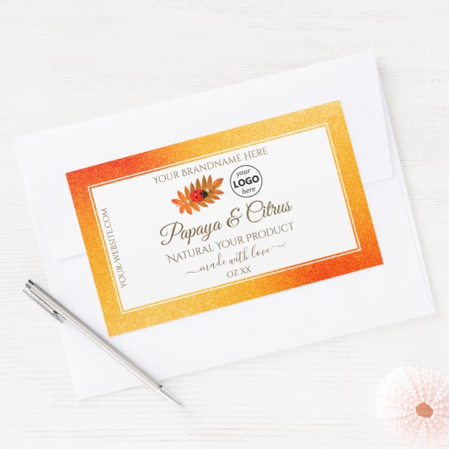 Orange Glitter White Product Labels Ladybug Logo (Envelope)
