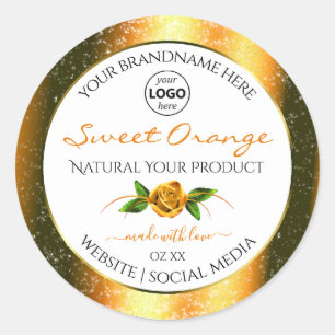 Orange Glitter White Product Labels Rose Add Logo