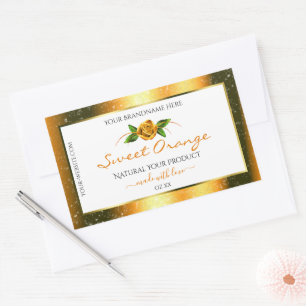 Orange Glitter White Product Labels Rose Flower