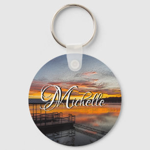 Orange Glory Morning Painterly Keychain