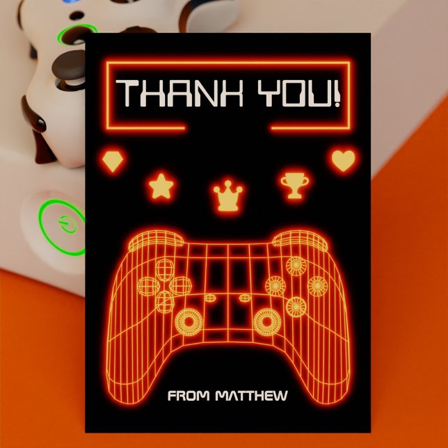Orange Glow Gaming Controller Thank You Card (Orange Glow Gaming Controller Thank You Card)