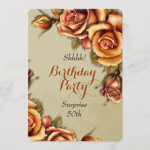Orange Glow Rose Birthday Party Invitation