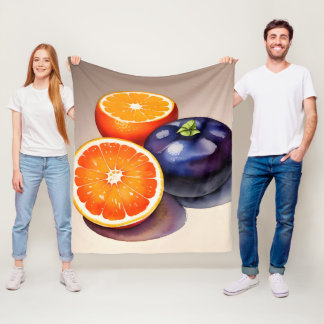 Orange Glow Watercolor Fleece Blanket