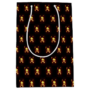 Orange Glowing Halloween Cat Medium Gift Bag