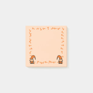 Orange Gnomes with Mushrooms Post it Notes
