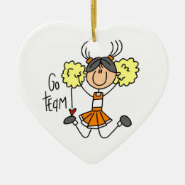 Orange Go Team Cheerleader Ceramic Tree Decoration