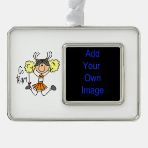 Orange Go Team Cheerleader Framed Ornament