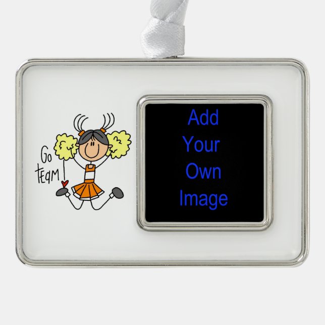 Orange Go Team Cheerleader Framed Ornament (Front)