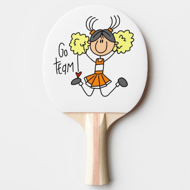 Orange Go Team Cheerleader Ping Pong Paddle (Front)