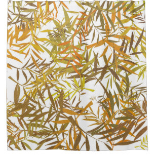 Orange Gold and Bronze Willow Leaves Shower Curtain