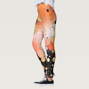 Orange Gold Black Party Print Leggings