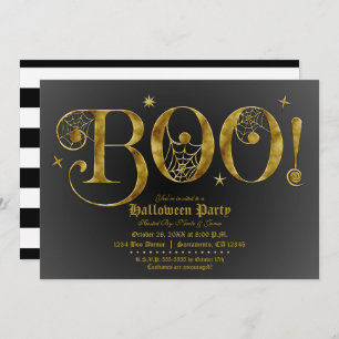 Orange Gold BOO Elegant Halloween Costume Party   Invitation