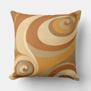 Orange Gold Brown 70s Aesthetic Print Cushion