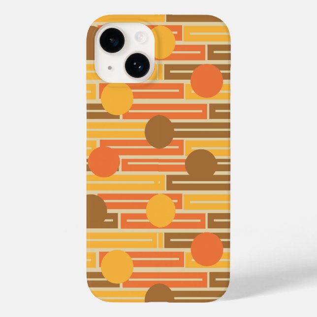 Orange, Gold, Brown Rectangles and Circles Case-Mate iPhone Case (Back)