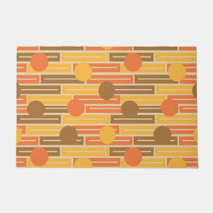 Orange, Gold, Brown Rectangles and Circles Doormat