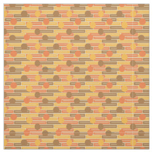 Orange, Gold, Brown Rectangles and Circles Fabric