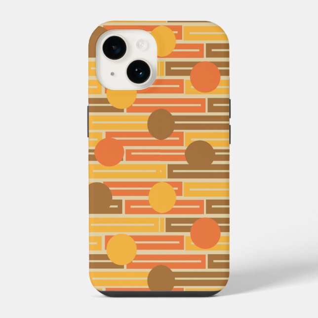 Orange, Gold, Brown Rectangles and Circles iPhone Case (Back)