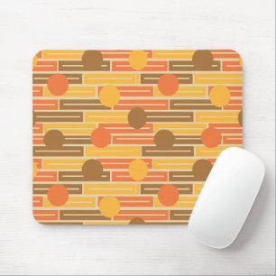 Orange, Gold, Brown Rectangles and Circles Mouse Mat