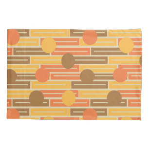 Orange, Gold, Brown Rectangles and Circles Pillowcase