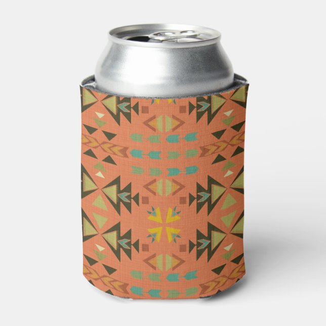 Orange, Gold, Brown Southwestern Style Can Cooler (Can Front)