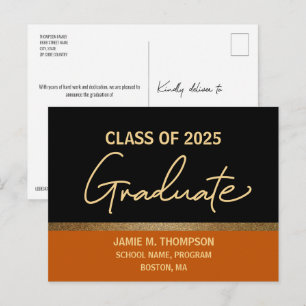 Orange Gold College Class of 2025 Graduate Postcard