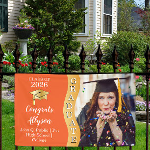 Orange Gold Congrats Graduate Wave Photo Banner