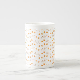 Orange Gold Dog Paw Print Pattern Bone China Mug