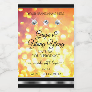 Orange Gold Glitter Product Labels Diamonds Silver