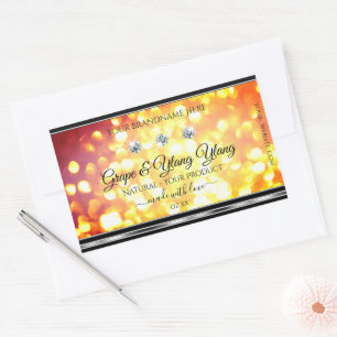 Orange Gold Glitter Product Labels Diamonds Silver