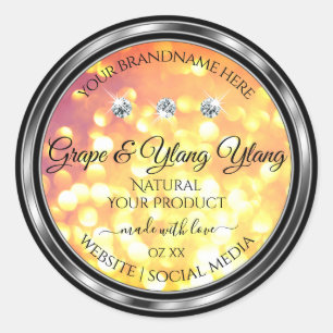Orange Gold Glitter Product Labels Diamonds Silver
