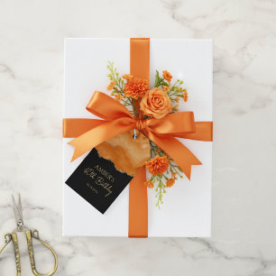 Orange Gold Glitter Watercolor Marble Gift Tags