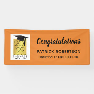 Orange & Gold GRAD Editable Colour Graduation Banner